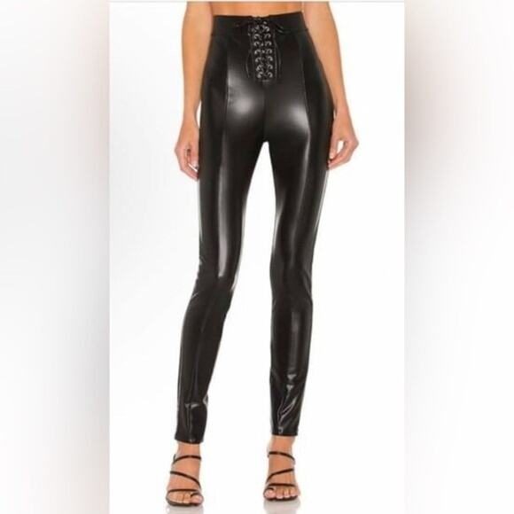 Majorelle Womens Lexa Legging Faux Leather Lace Up Sexy Punkcore Goth Small - Picture 1 of 6